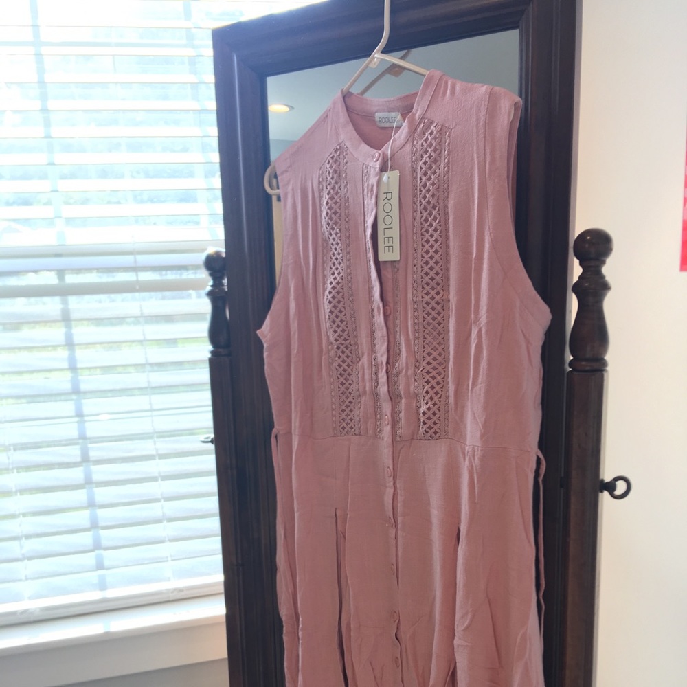 Salmon color linen dress